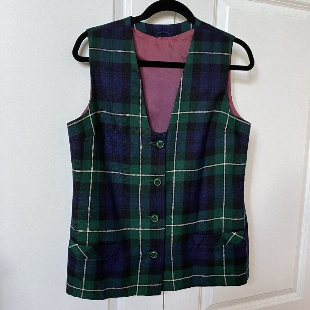 Vintage Moffat Vest Handloom‎ Weavers Tartan Plaid Wool Vest Kilmahog Scotland